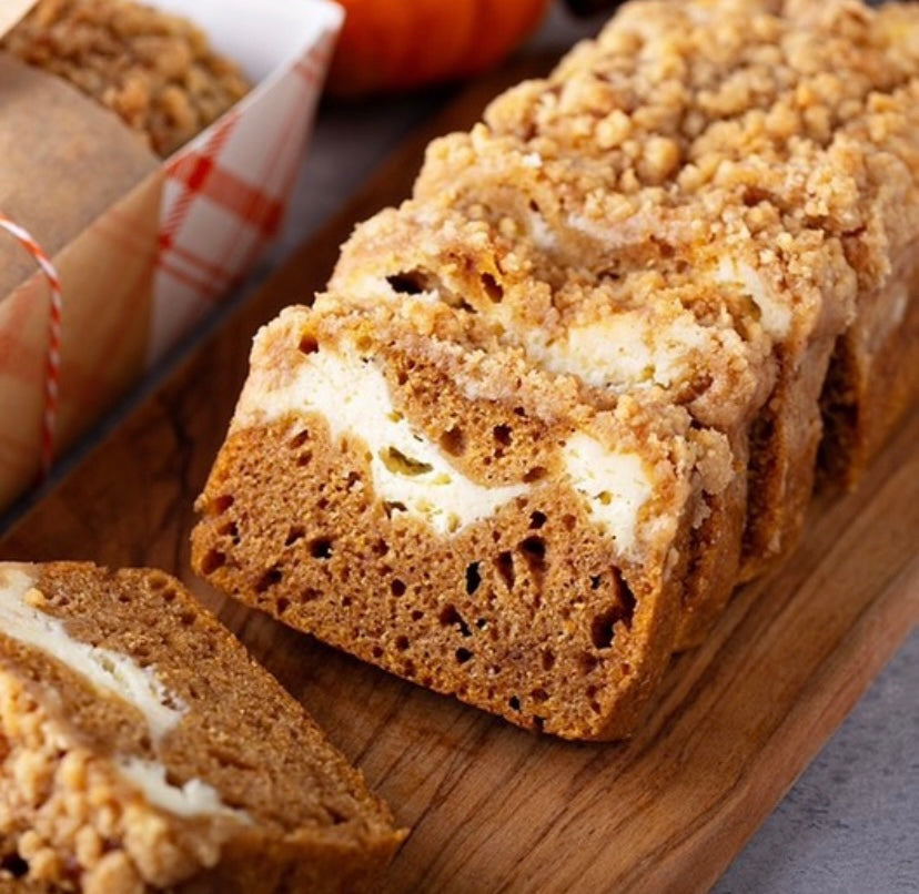 Pumpkin Cheesecake Bread with Strudel Topping